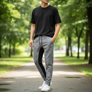 Brooklyn Athletics Joggers XL 2.0 Gray Black Slim Athletic Sweatpants Zip Pocket